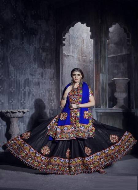 Dark Blue And Black Colour Rajwadi Vol 1 New latest Designer Navratri Special Silk Lehenga Choli Collection 7003 B
